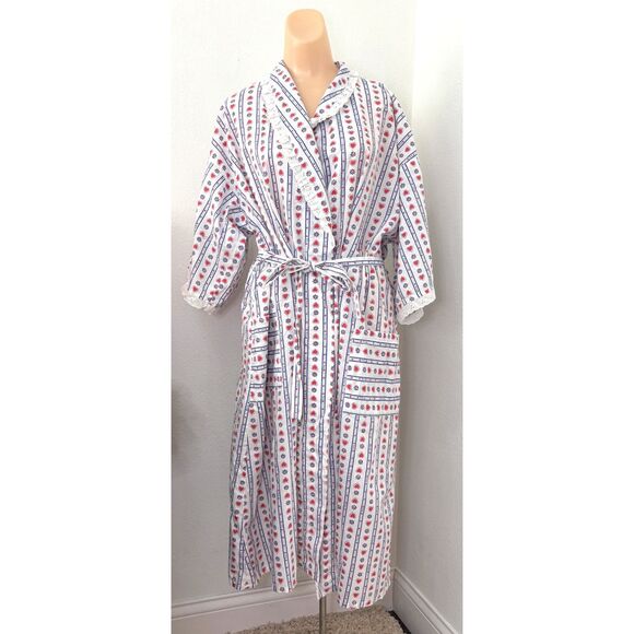 Vtg Womens Nightgown Robe Size L 70s Calico Prairie Cottage Accentuette Lanz - Picture 7 of 10